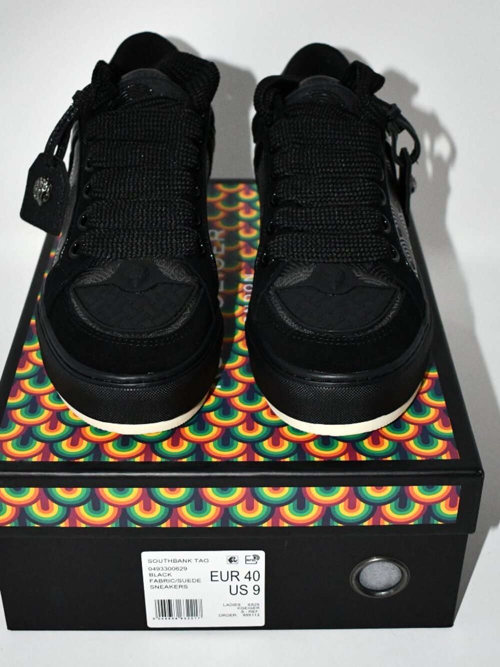Kurt Geiger Southbank Tag Sneaker in Black Size: 9 #0493300629 NWT